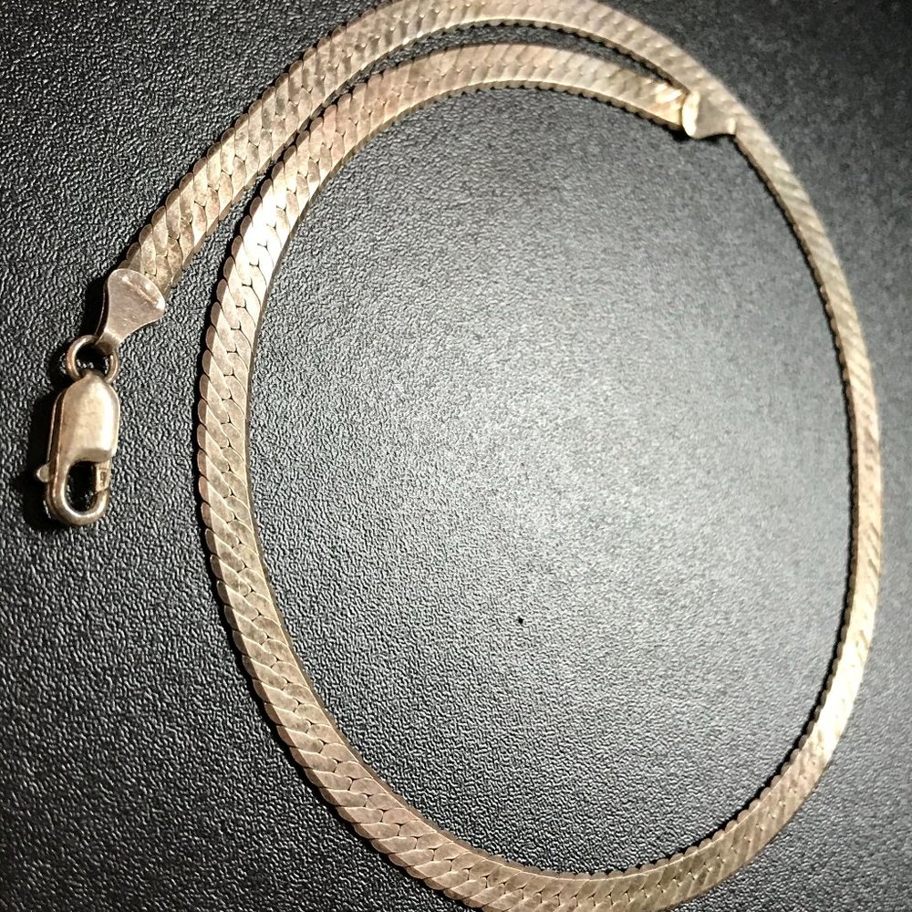 16" 6mm Herringbone Silver Necklace